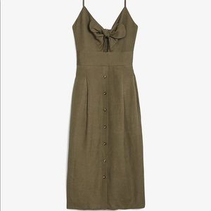 NWOT linen olive midi dress XS